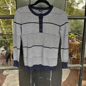 Joseph Dark Blue Striped Cashmere Sweater Long Sleeve Size Small